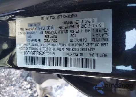 2014 Mazda Cx-5 Touring z USA, uszkodzony, nr VIN JM3KE4CY9E0309225